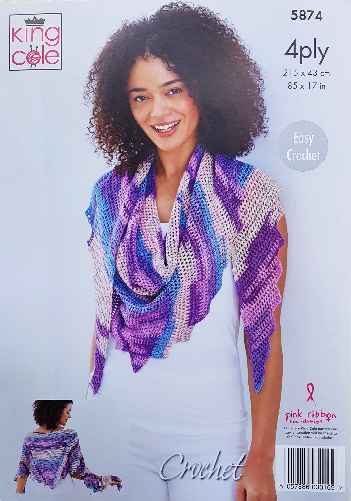 DIGITAL Crochet Pattern Ladies Lacy Shawls/Wrap 2 Styles 4ply King Cole 5874