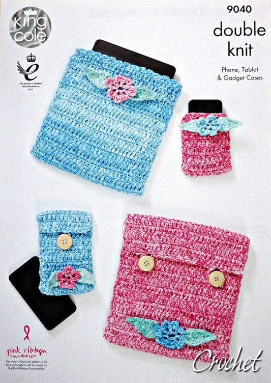 DIGITAL Crochet Pattern Mobile Phone, Gadget, Tablet Covers Cotton DK King Cole 9040