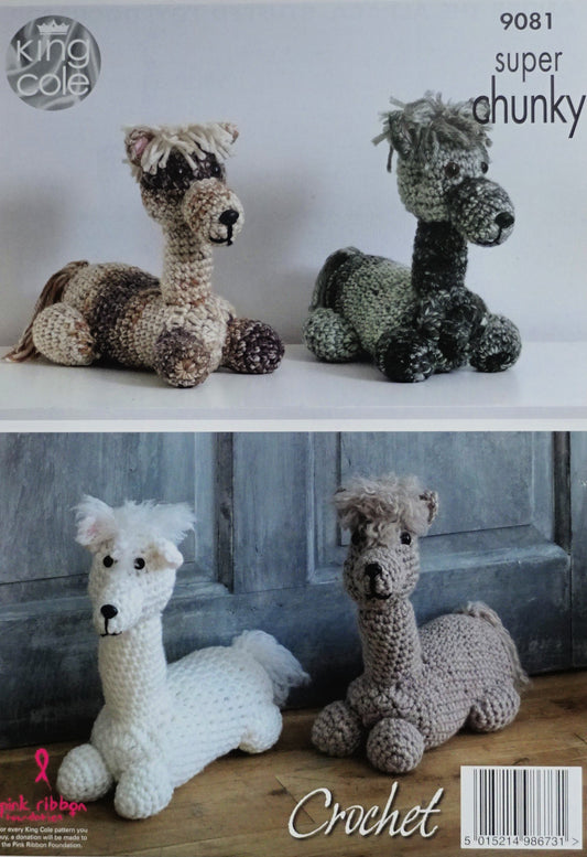 DIGITAL Crochet Pattern Alpaca Doorstop and Stuffed Toy Super Chunky King Cole 9081