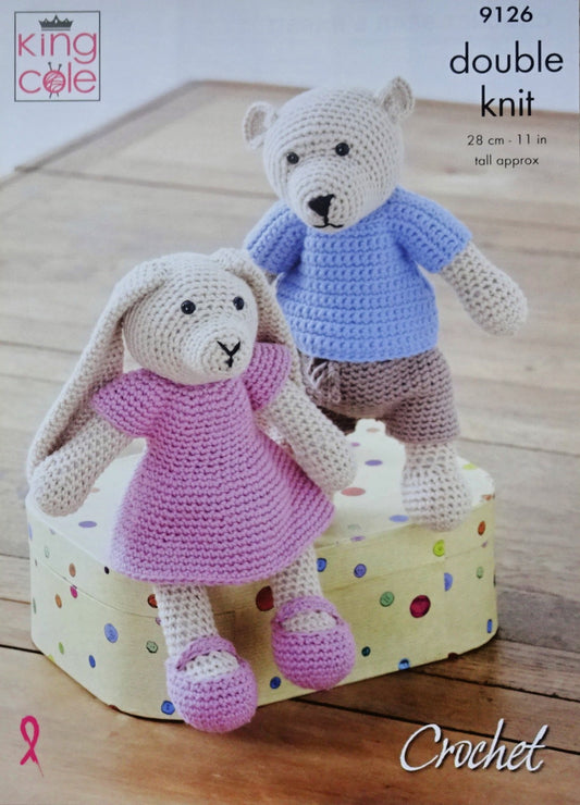 DIGITAL Crochet Pattern Rabbit and Teddy Bear Stuffed Toys DK King Cole 9126