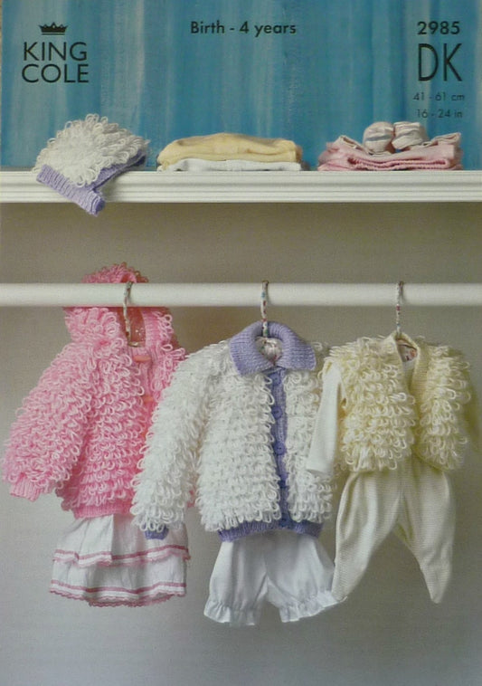 DIGITAL Knitting Pattern Babies Loop Jacket, Bolero, Hat & Hoodie DK King Cole 2985