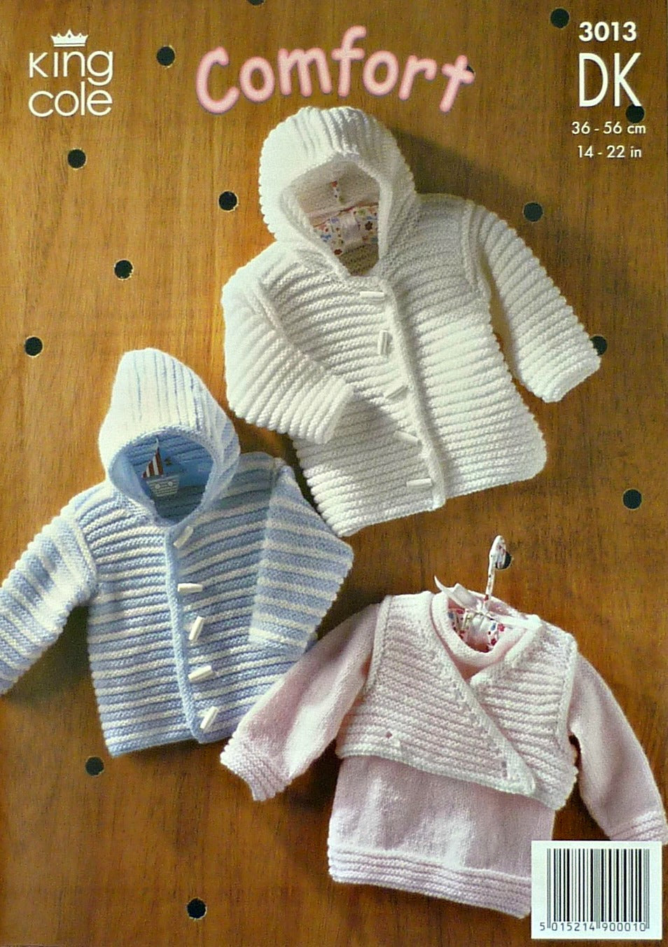 DIGITAL Knitting Pattern Baby Hoodie Jackets, Jumper & Wrap Over Body Warmer DK King Cole 3013