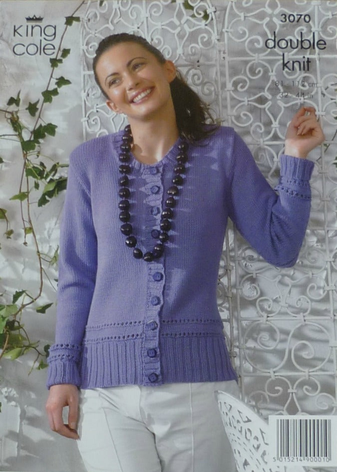 DIGITAL Knitting Pattern Ladies Slipover & Cardigan Bamboo DK King Cole 3070