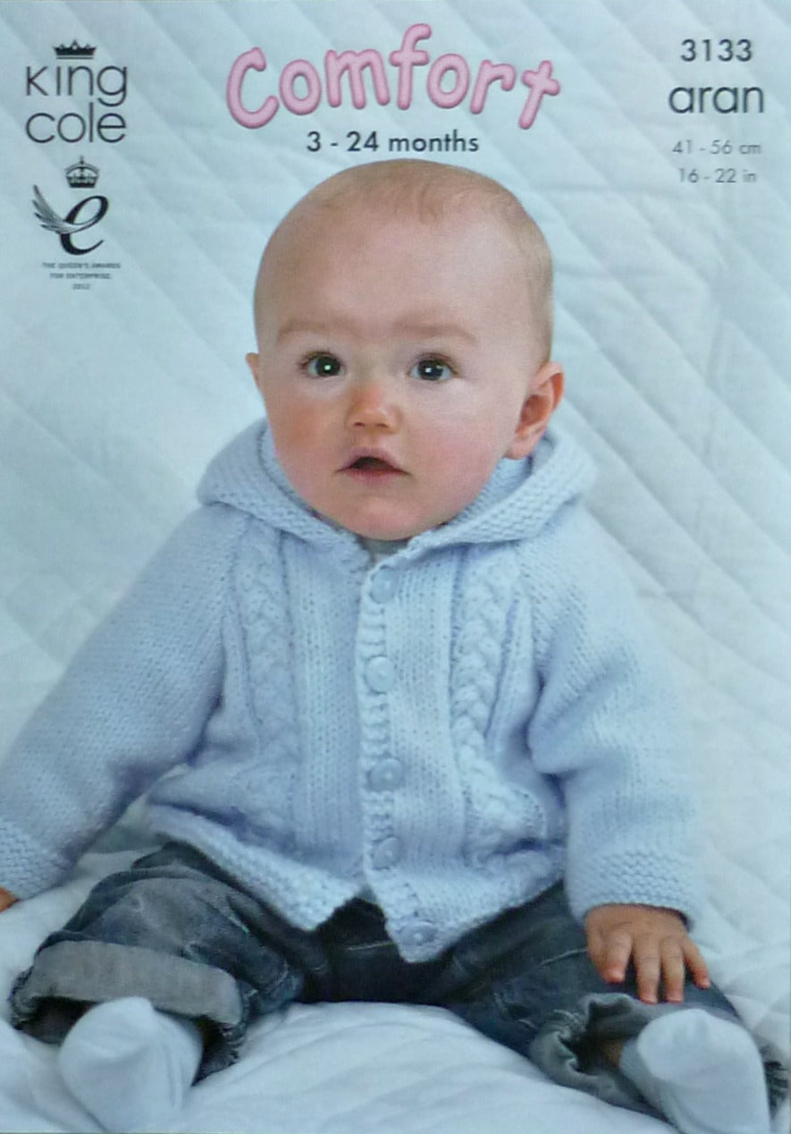 DIGITAL Knitting Pattern Baby 3 styles Long Sleeve Frilled Jackets Aran King Cole 3133