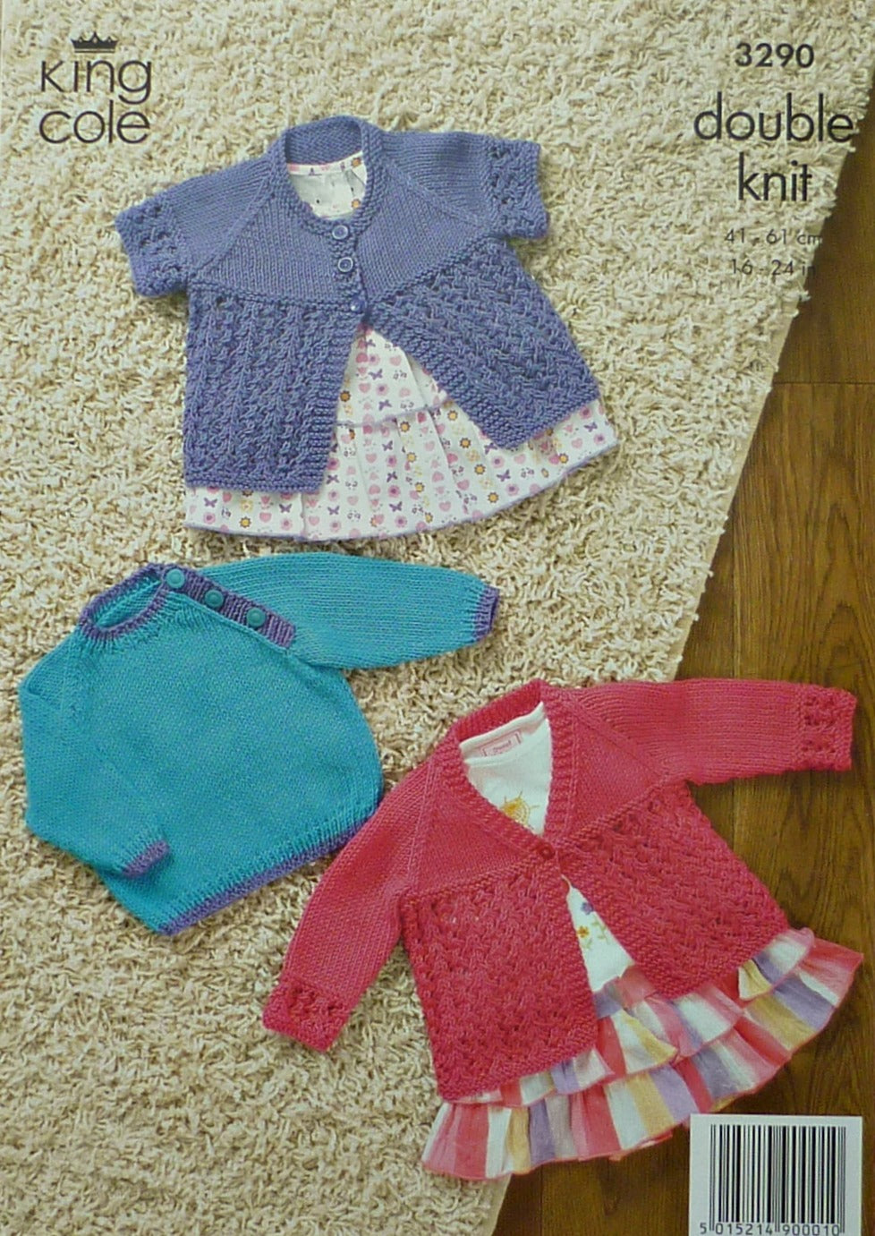 DIGITAL Knitting Pattern Baby Short or Long Sleeve Cardigans and Jumper DK King Cole 3290