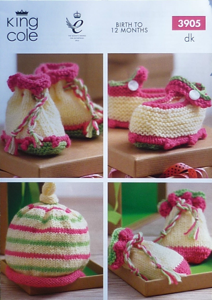 DIGITAL Knitting Pattern Baby Assorted Hats, Mittens & Bootees DK King Cole 3905