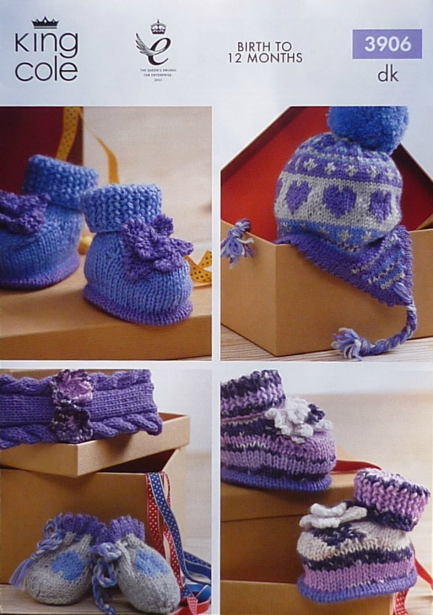 DIGITAL Knitting Pattern Baby Assorted Hats, Mittens & Bootees DK King Cole 3906