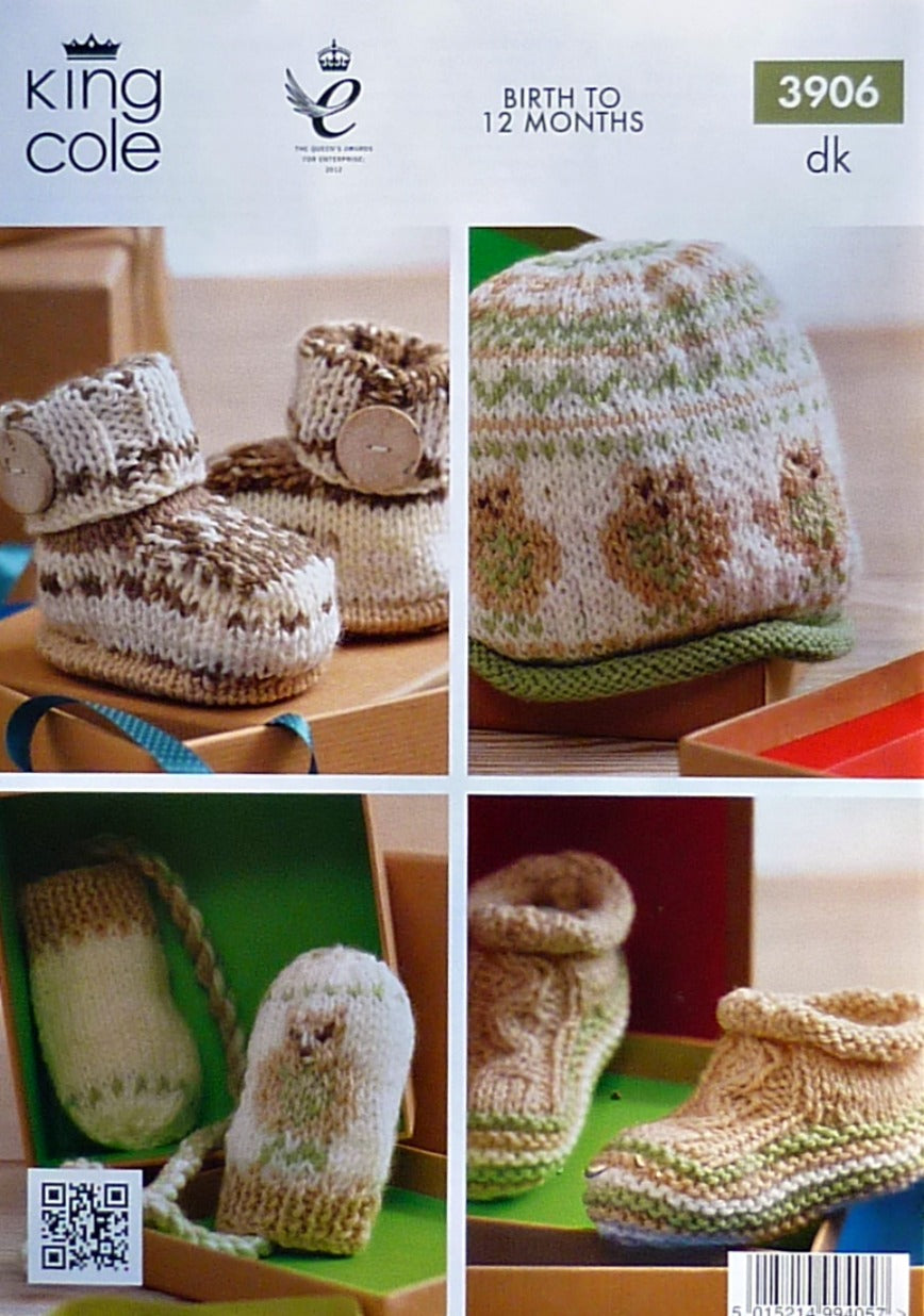 DIGITAL Knitting Pattern Baby Assorted Hats, Mittens & Bootees DK King Cole 3906