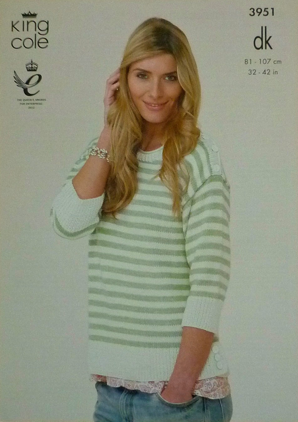 DIGITAL Knitting Pattern Ladies Striped Jumper and Cardigan Cottonsoft DK King Cole 3951