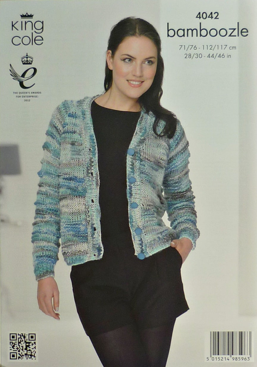 DIGITAL Knitting Pattern Ladies V-Neck Cardigan & Round Neck Jumper Chunky King Cole 4042