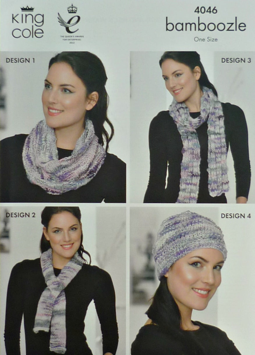 DIGITAL Knitting Pattern Ladies Scarves, Hat, Shrug and Cowl Chunky King Cole 4046