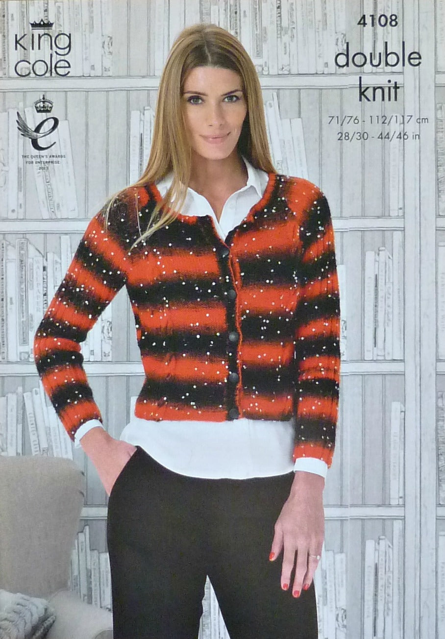 DIGITAL Knitting Pattern Ladies Cable Cardigan and Jumper Galaxy DK King Cole 4108