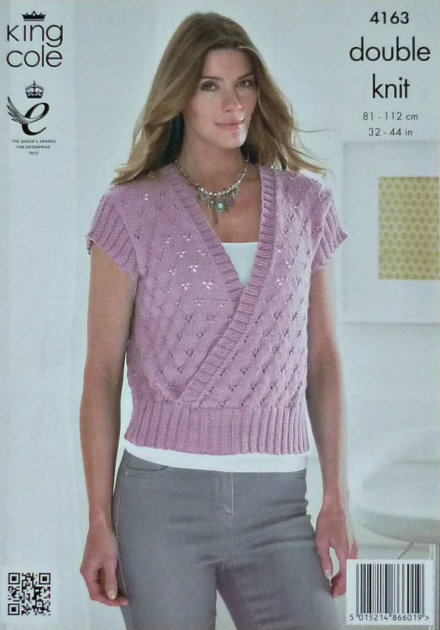DIGITAL Knitting Pattern Ladies Bolero Cardigan & Wrap Over Jumper Bamboo DK King Cole 4163