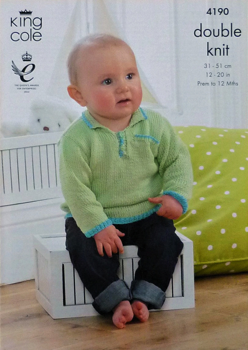 DIGITAL Knitting Pattern Baby's Cardigan, Jumpers and Waistcoat DK King Cole 4190