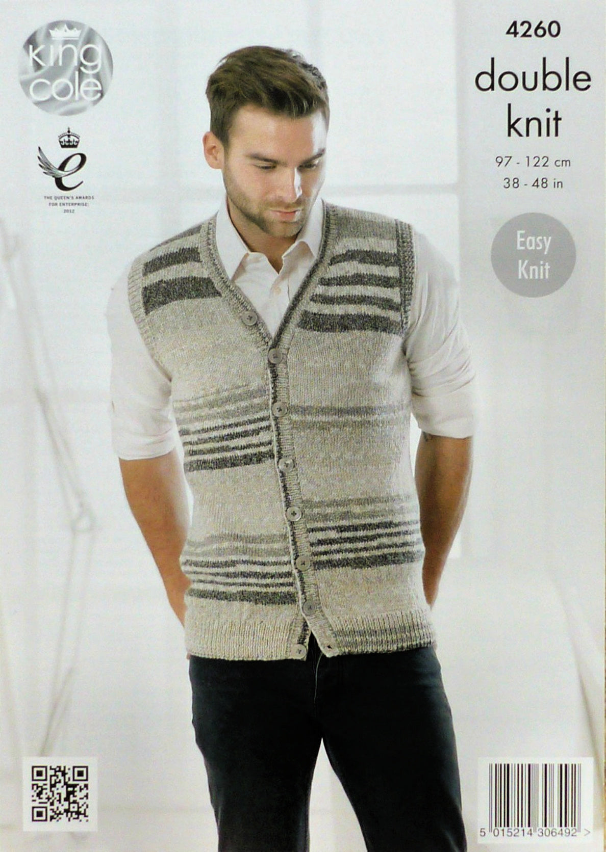 DIGITAL Knitting Pattern Mens Easy Knit Sleeveless V-Neck Jumper and Waistcoat DK King Cole 4260