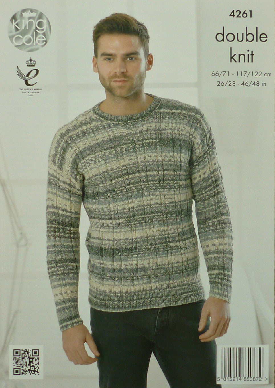 DIGITAL Knitting Pattern Mens Round or V-Neck Cable Rib Jumpers DK King Cole 4261
