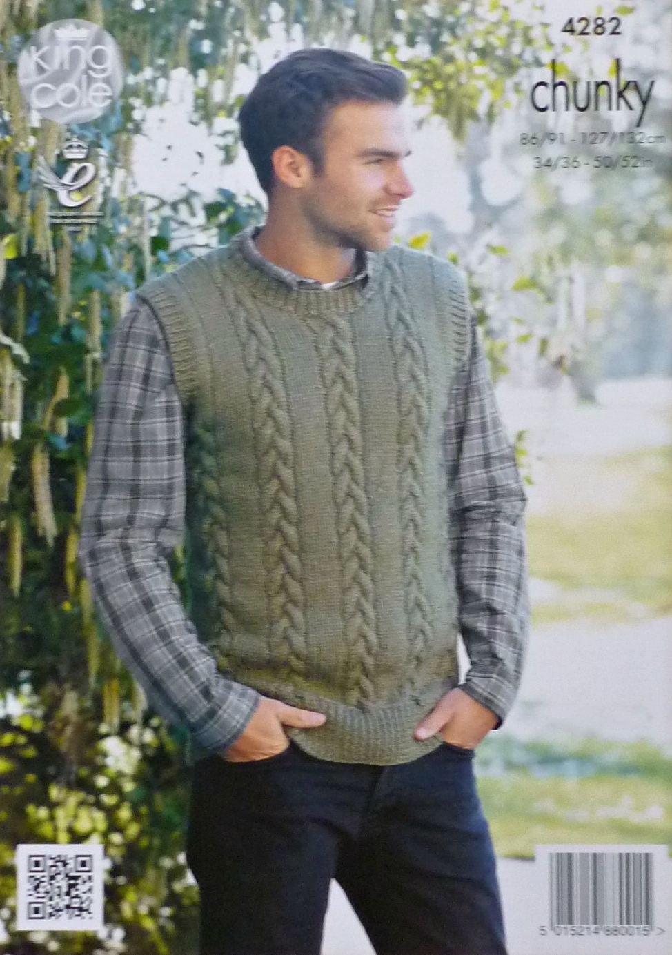 DIGITAL Knitting Pattern Mens Cable Jumper and Slipover Chunky 4282 King Cole