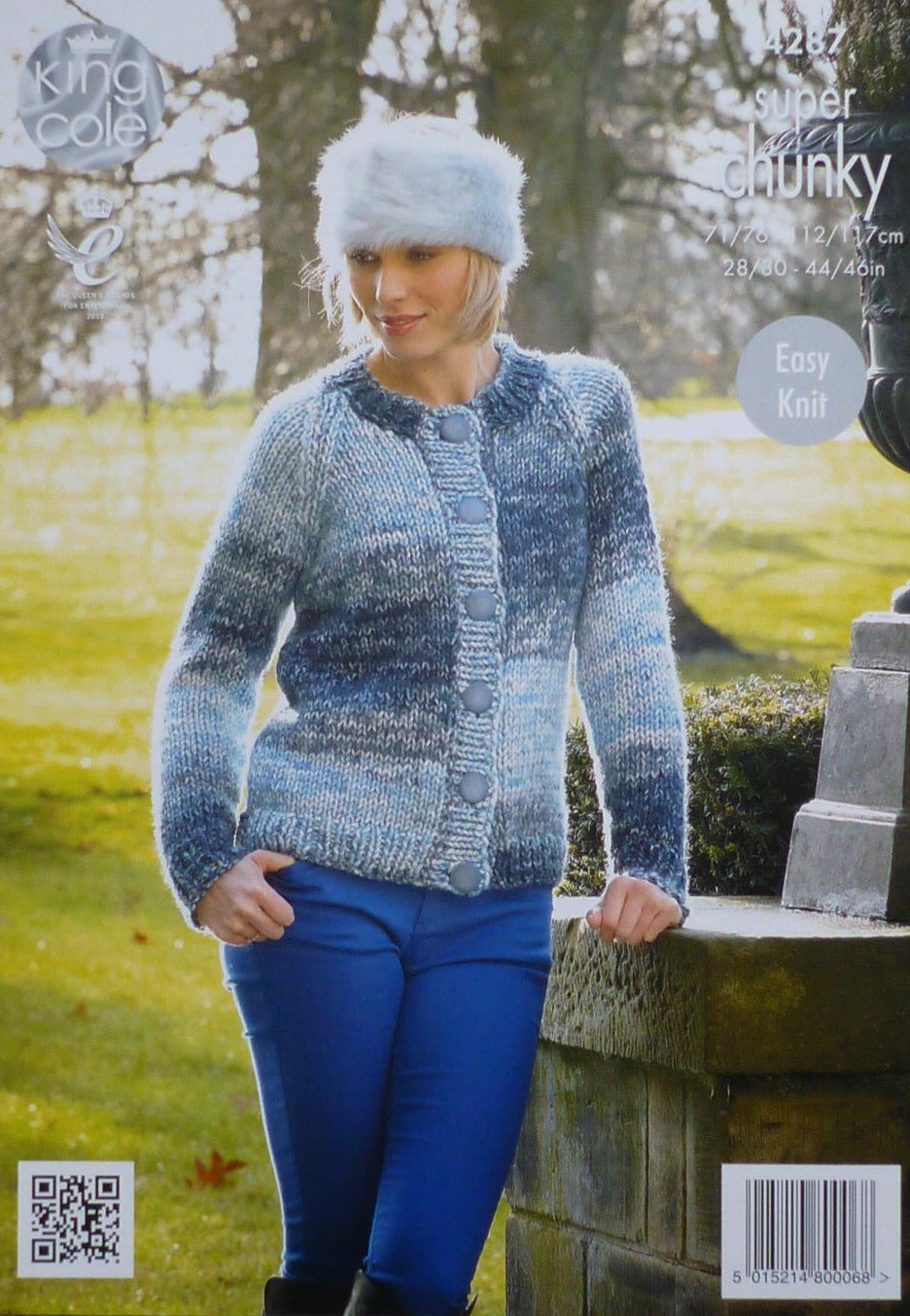 DIGITAL Knitting Pattern Ladies Easy Knit Round or V-Neck Cardigan Super Chunky King Cole 4287