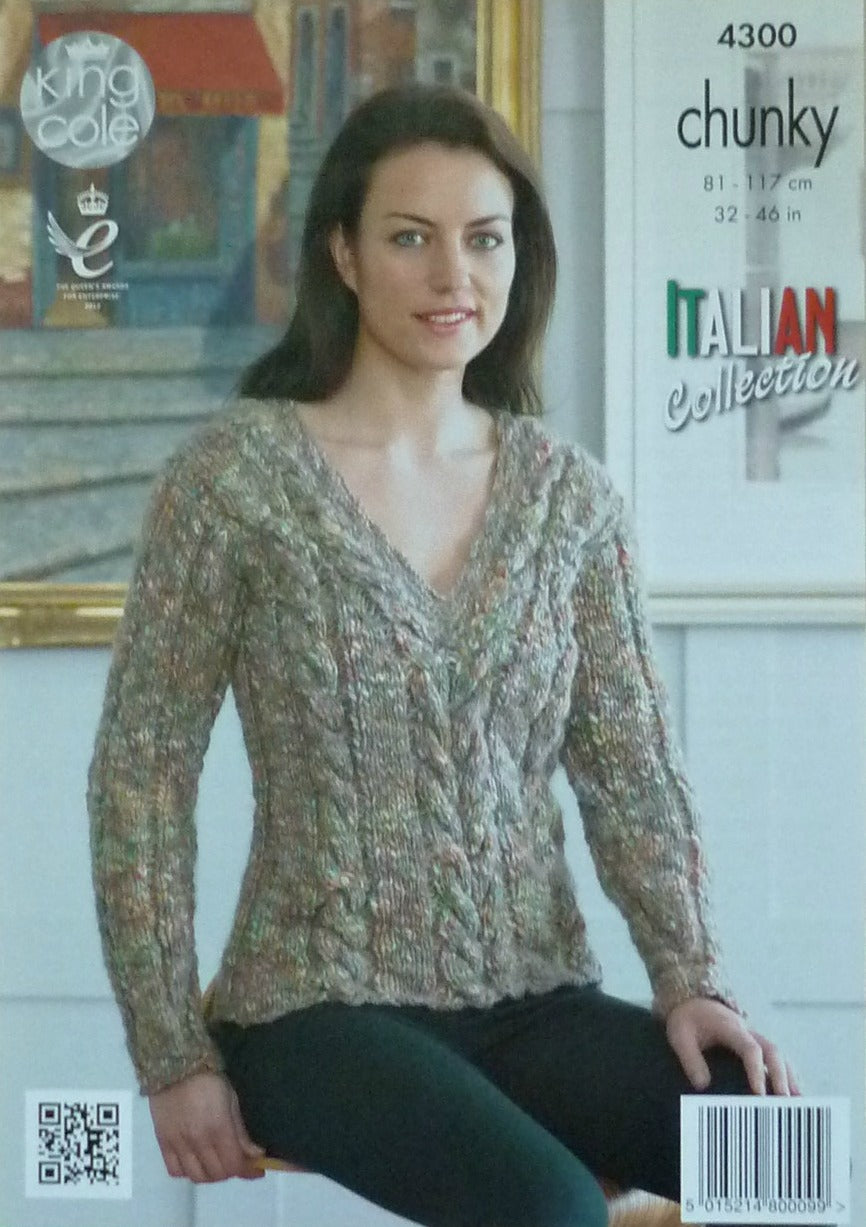 DIGITAL Knitting Pattern Ladies Cable Jumper and Cardigan with Pockets Chunky King Cole 4300