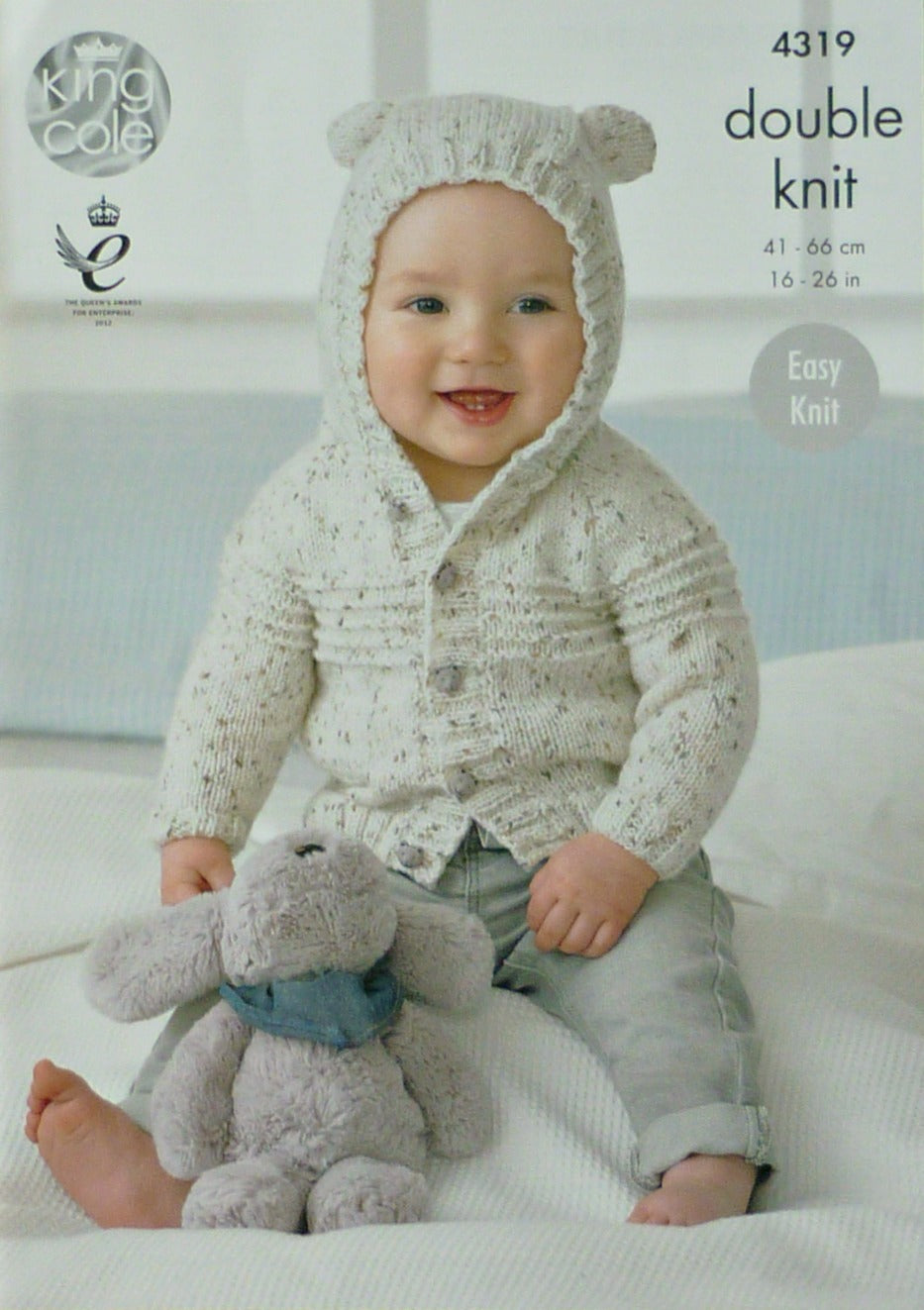 DIGITAL Knitting Pattern Baby EASY KNIT Long Sleeve Hooded Ears Cardigan DK KC 4319