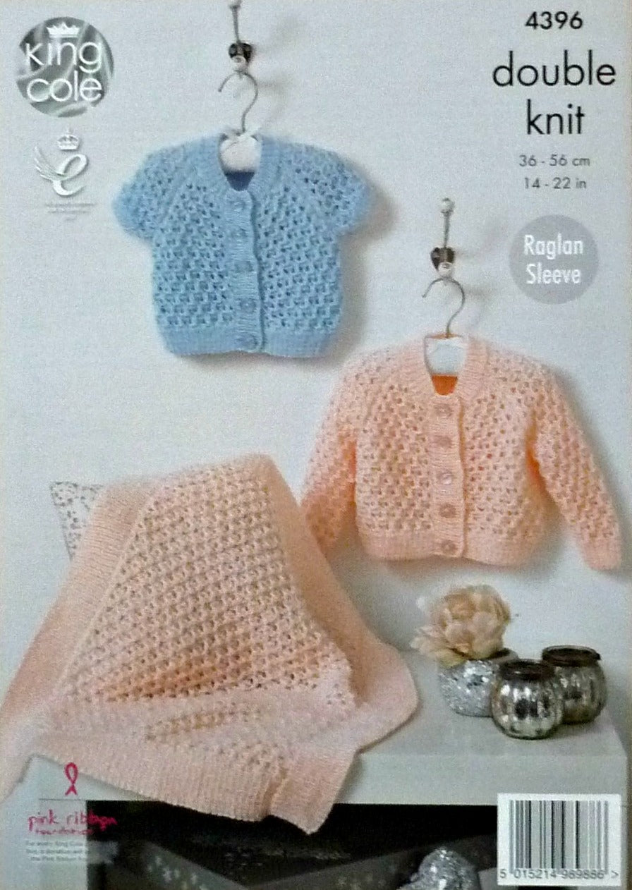 DIGITAL Knitting Pattern Baby Sparkle Lacy Cardigans and Lacy Blanket Glitz DK 4396 King Cole