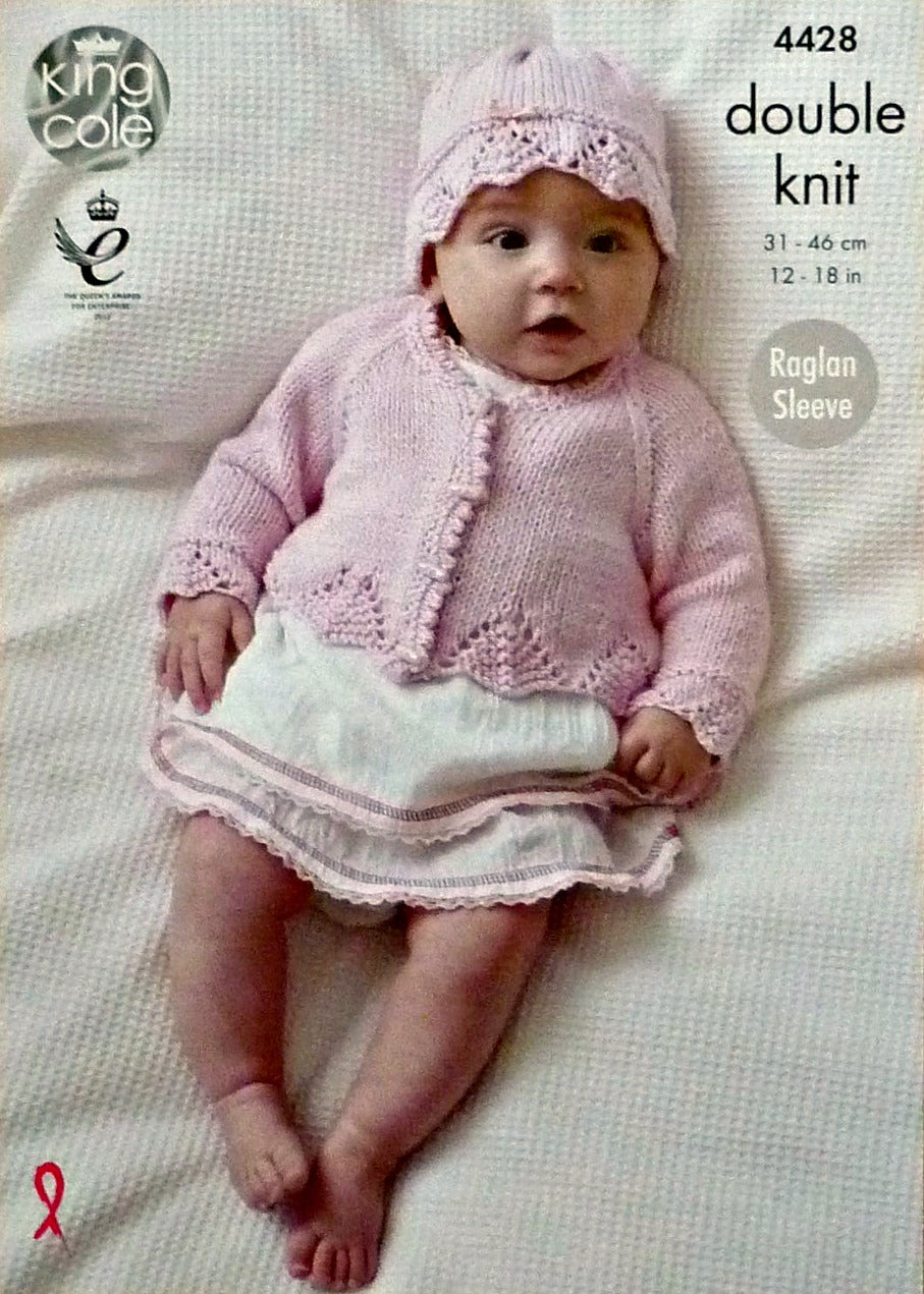 DIGITAL Knitting Pattern Baby Cardigan, Matinee Coats & Blanket Cottonsoft DK King Cole 4428