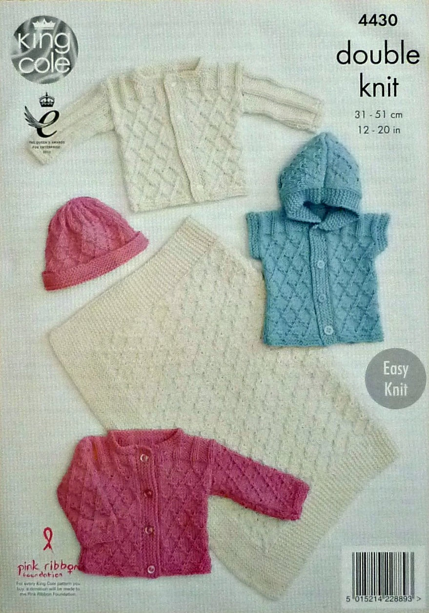 DIGITAL Knitting Pattern Baby Blanket, Jackets, Hoodie & Hat Cottonsoft DK King Cole 4430