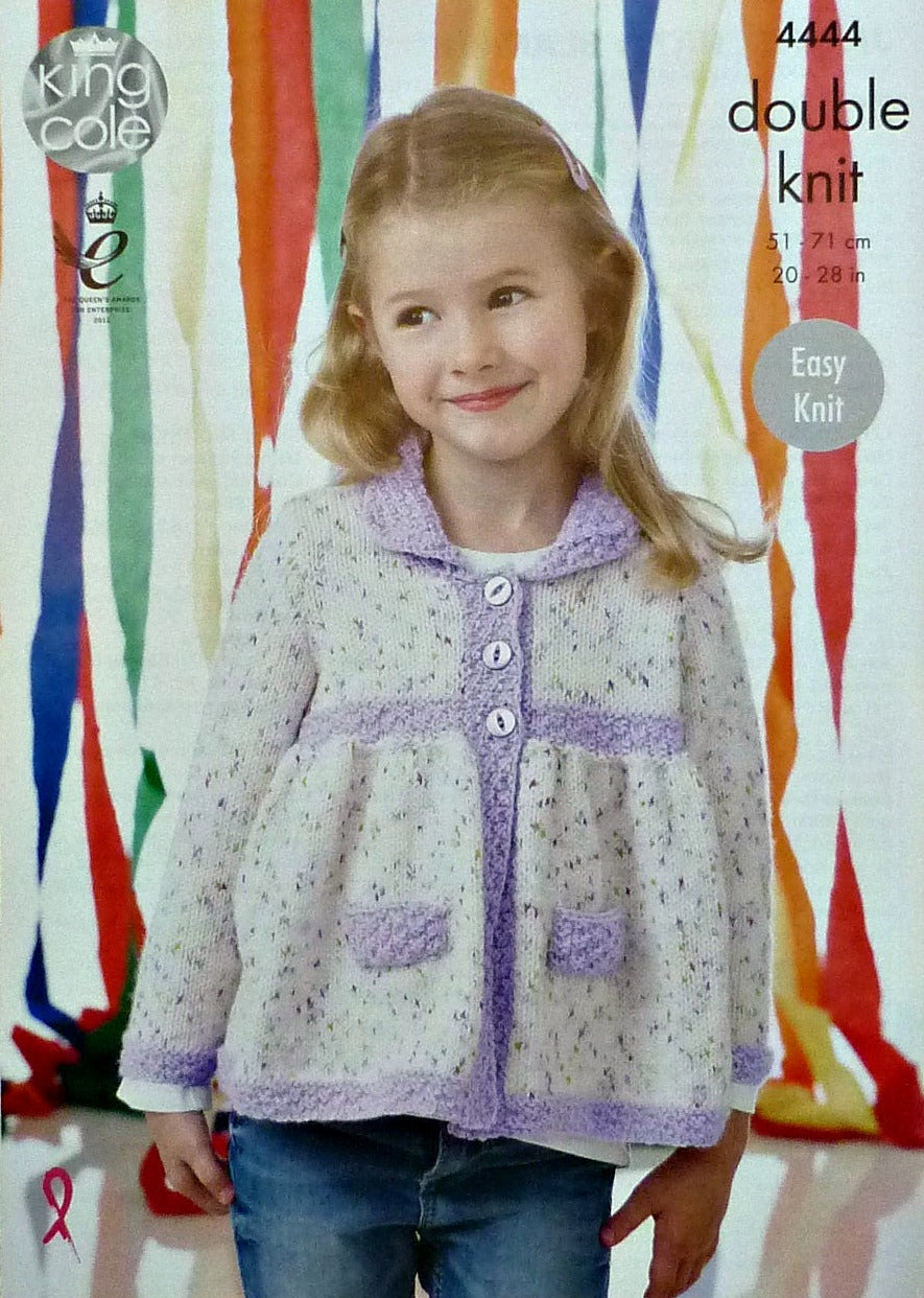 DIGITAL Knitting Pattern Childrens Blanket, Hat and Smocked Jacket DK 4444 King Cole