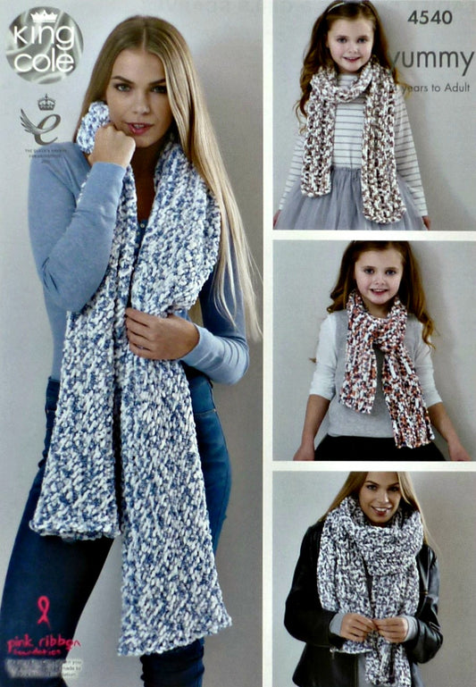 DIGITAL Knitting PATTERN Womens Shawls/Wrap & Girls Scarves Yummy Chunky 4540