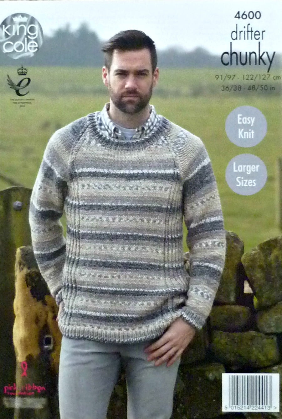 DIGITAL Knitting Pattern Easy Knit Long Sleeve V-Neck Round Neck Jumper Chunky 4600