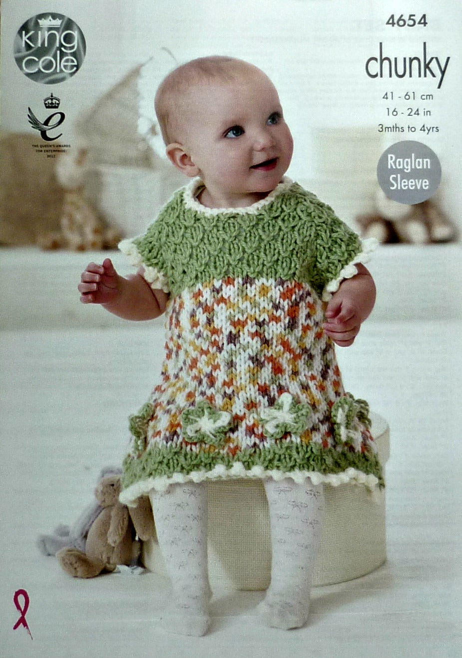 DIGITAL Knitting Pattern Baby Cardigan Hat Onesie and Dress Comfort Chunky 4654