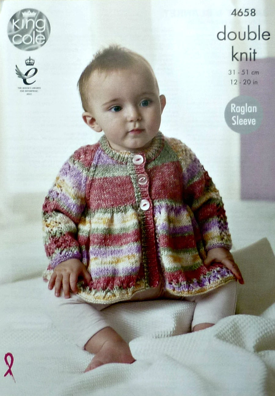 DIGITAL Knitting Pattern Smocked Matinee Coat and Blanket DK King Cole 4658