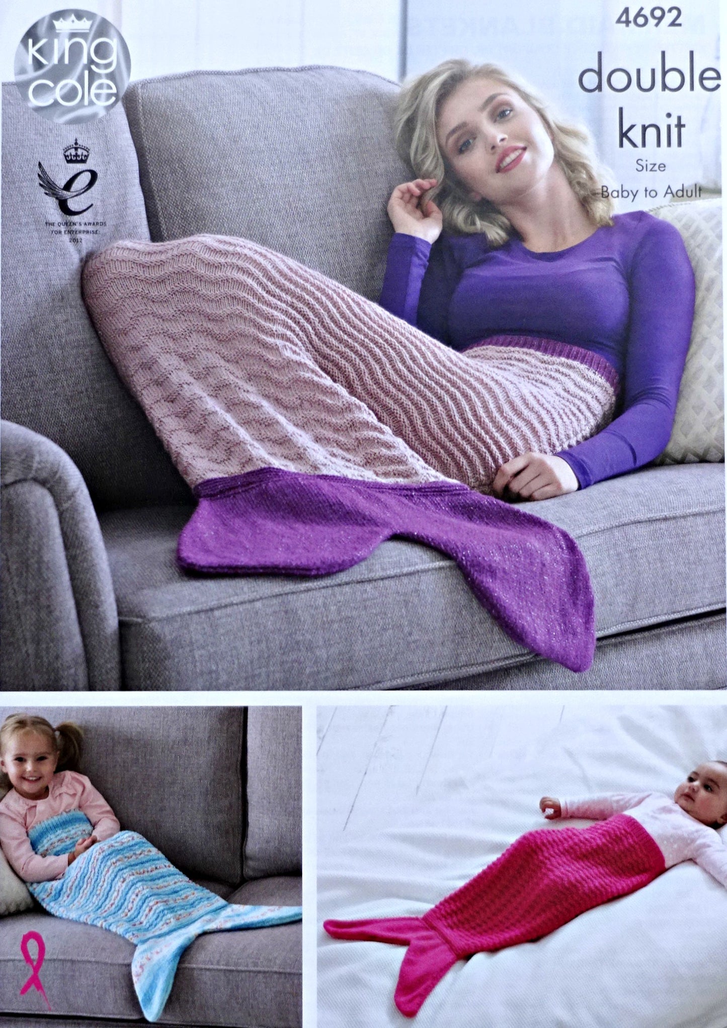 DIGITAL Knitting Pattern Ladies/Childrens/Babies Easy Knit Fish Tail Mermaid Blanket DK 4692