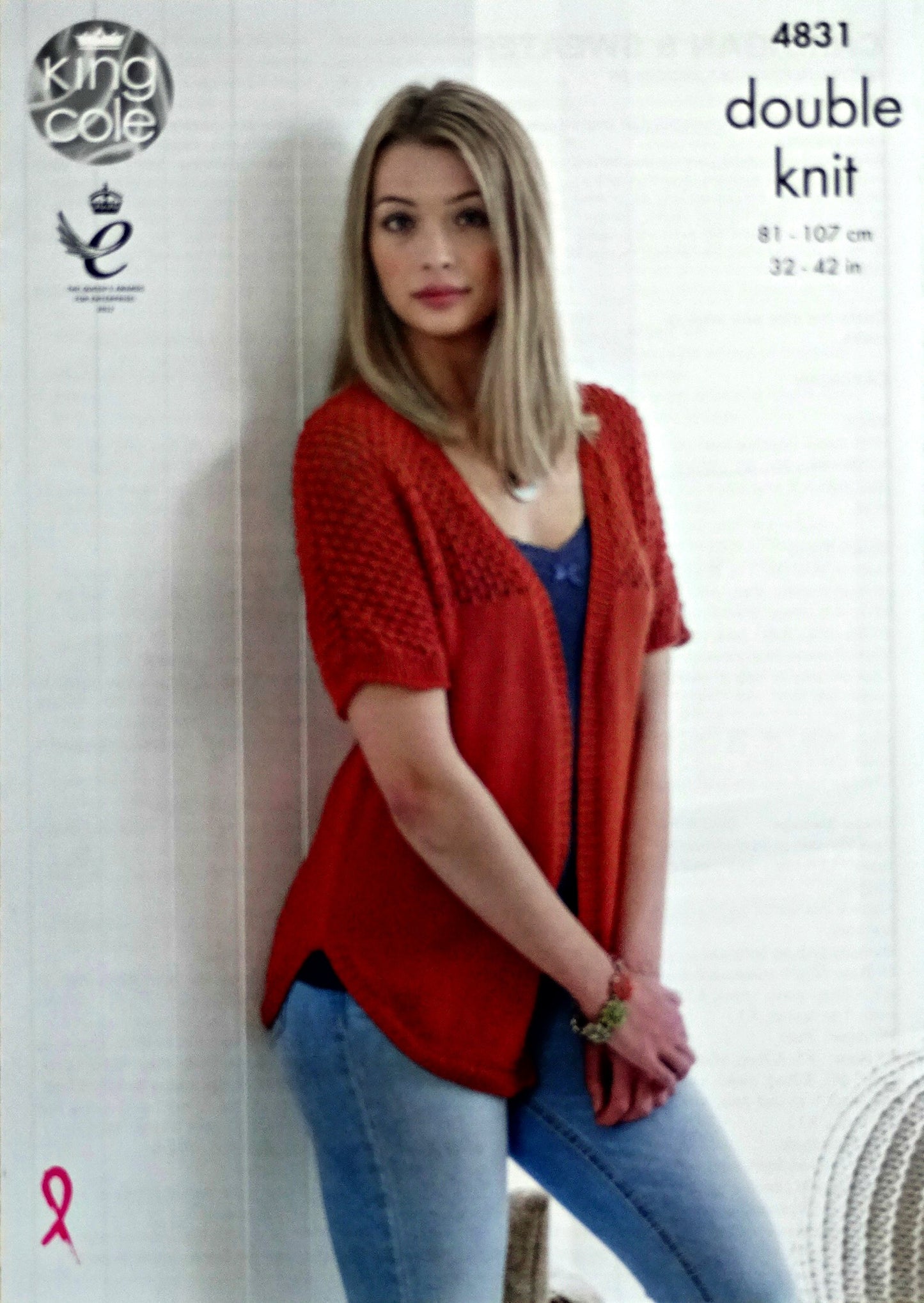 DIGITAL Knitting Pattern Ladies Lace Yoke Cardigan & Jumper DK King Cole 4831