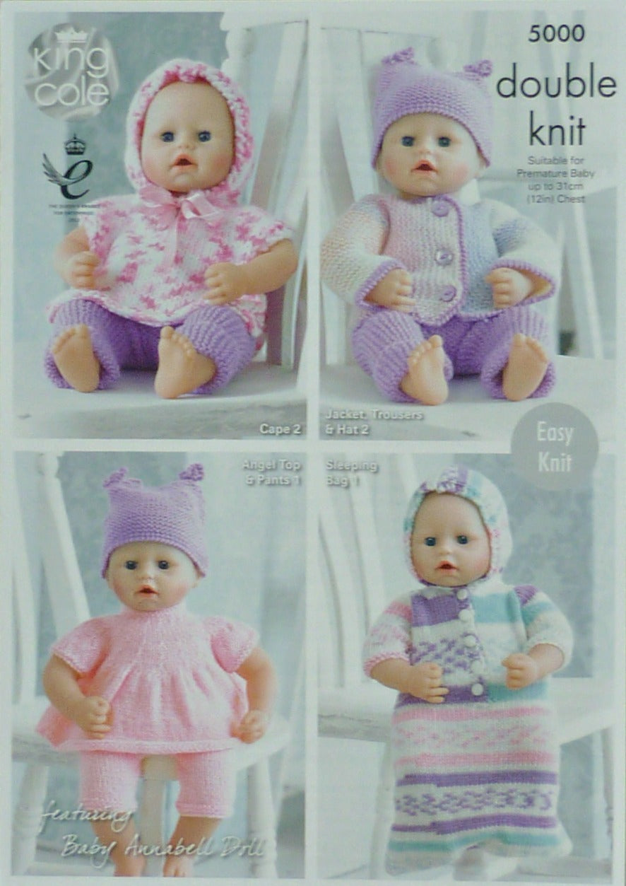 DIGITAL Knitting Pattern Premature Baby's EASY KNIT Collection Outfits DK King Cole 5000