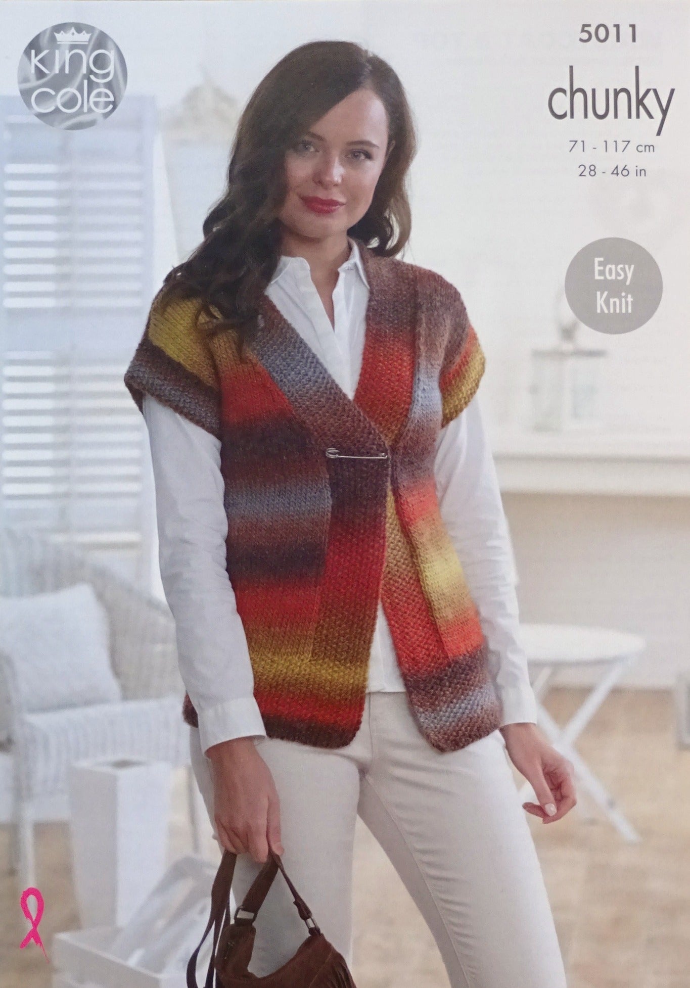 DIGITAL Knitting Pattern Ladies Easy Knit V-Neck Waistcoat and Tunic Riot Chunky King Cole 5011