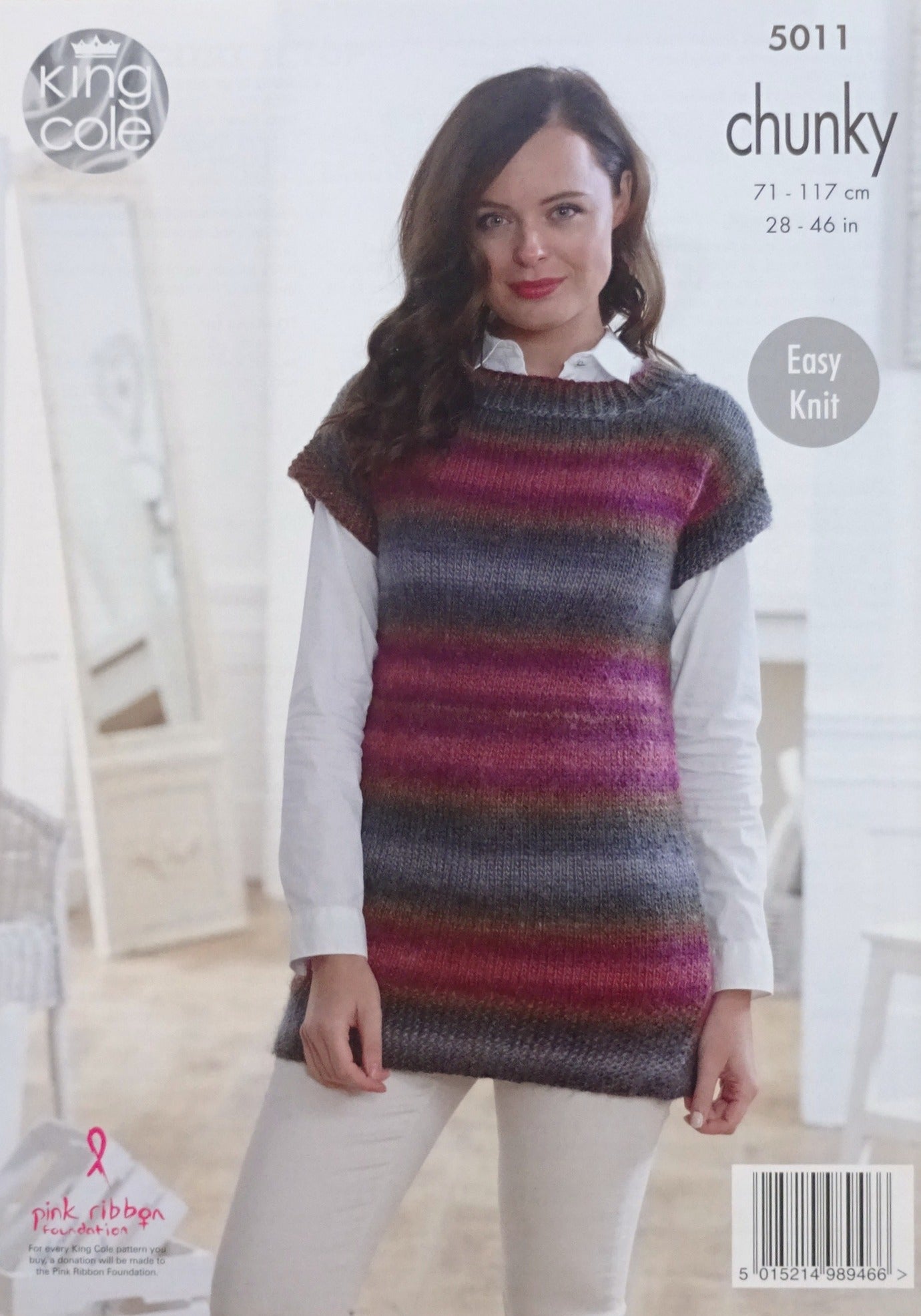 DIGITAL Knitting Pattern Ladies Easy Knit V-Neck Waistcoat and Tunic Riot Chunky King Cole 5011