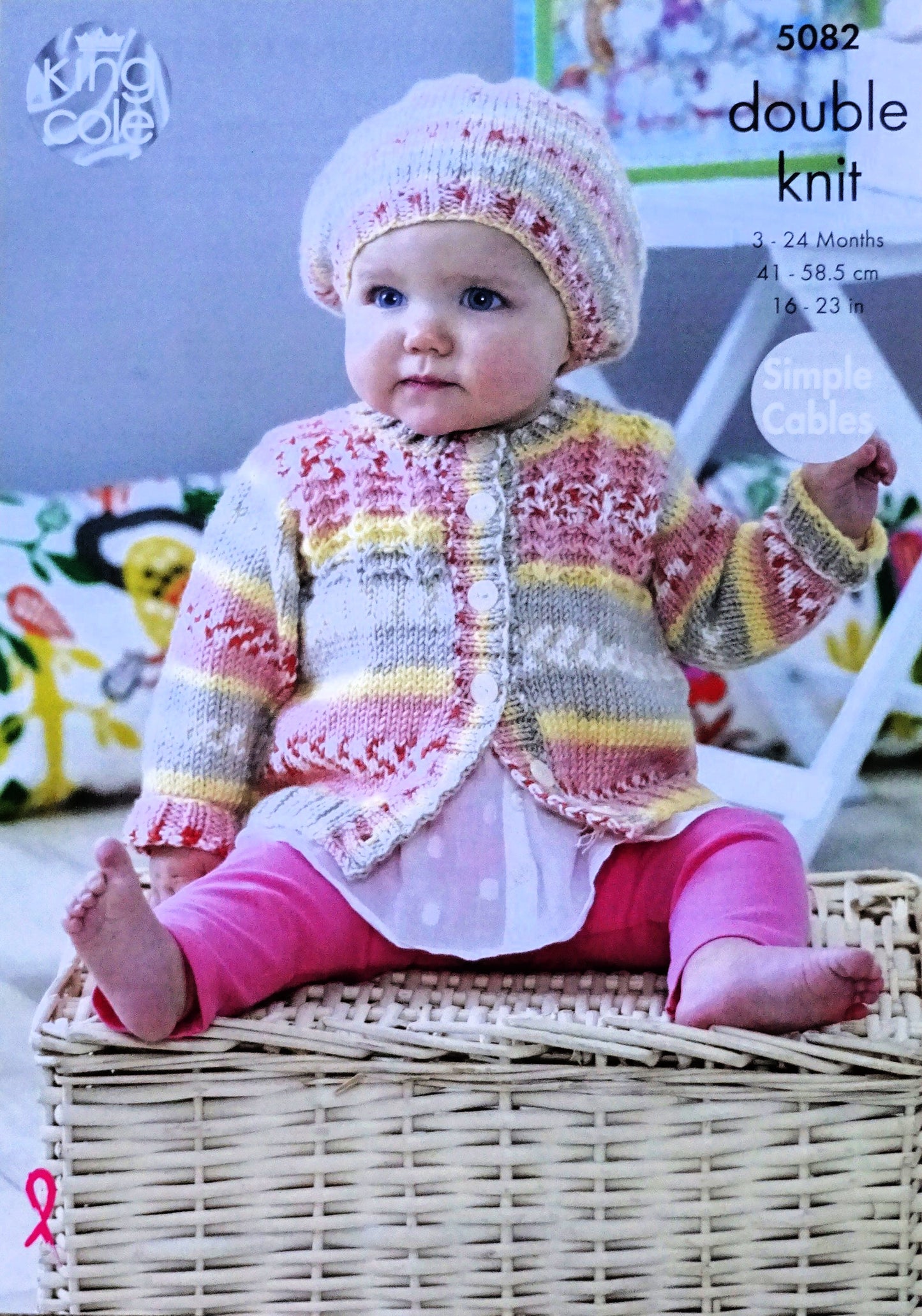 DIGITAL Knitting Pattern Baby Easy Cable Cardigan, Jumper, Jacket and 2 Hats Cherish DK King Cole 5082