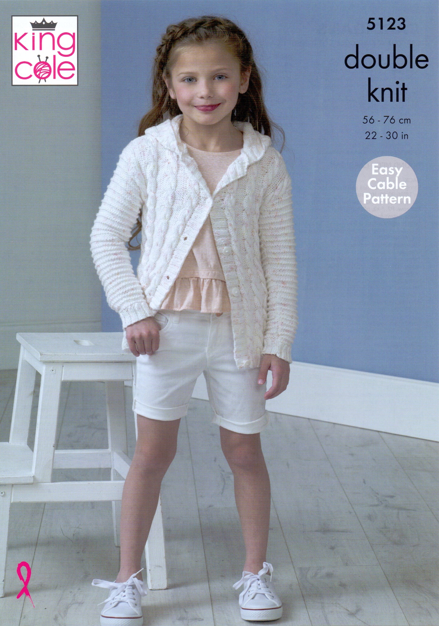 DIGITAL Knitting Pattern Girls Cable Cardigan & Hooded Cable Jacket DK King Cole 5123