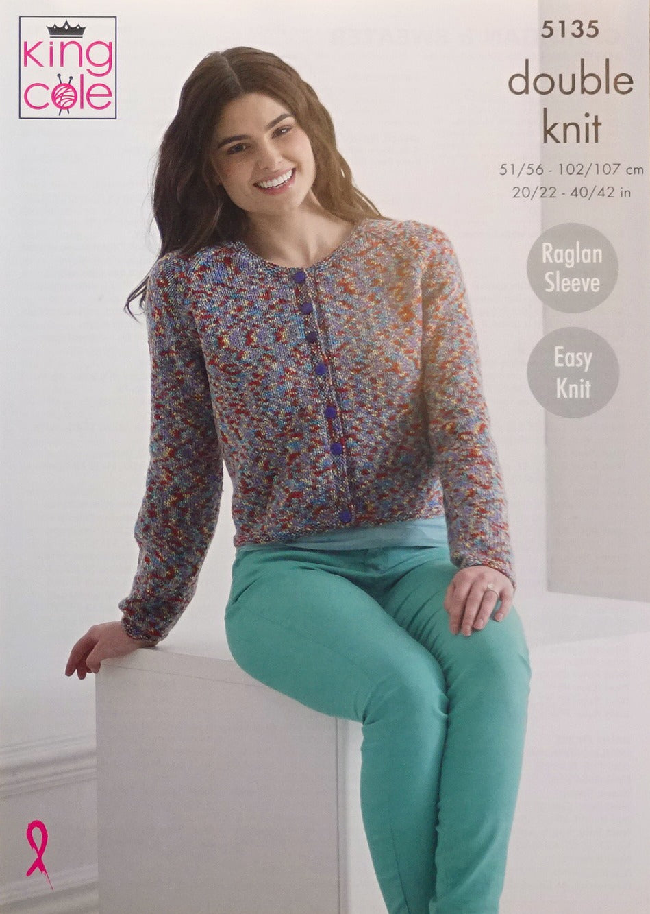 DIGITAL Knitting Pattern Ladies/Girls Easy Knit Cardigan and Jumper DK King Cole 5135