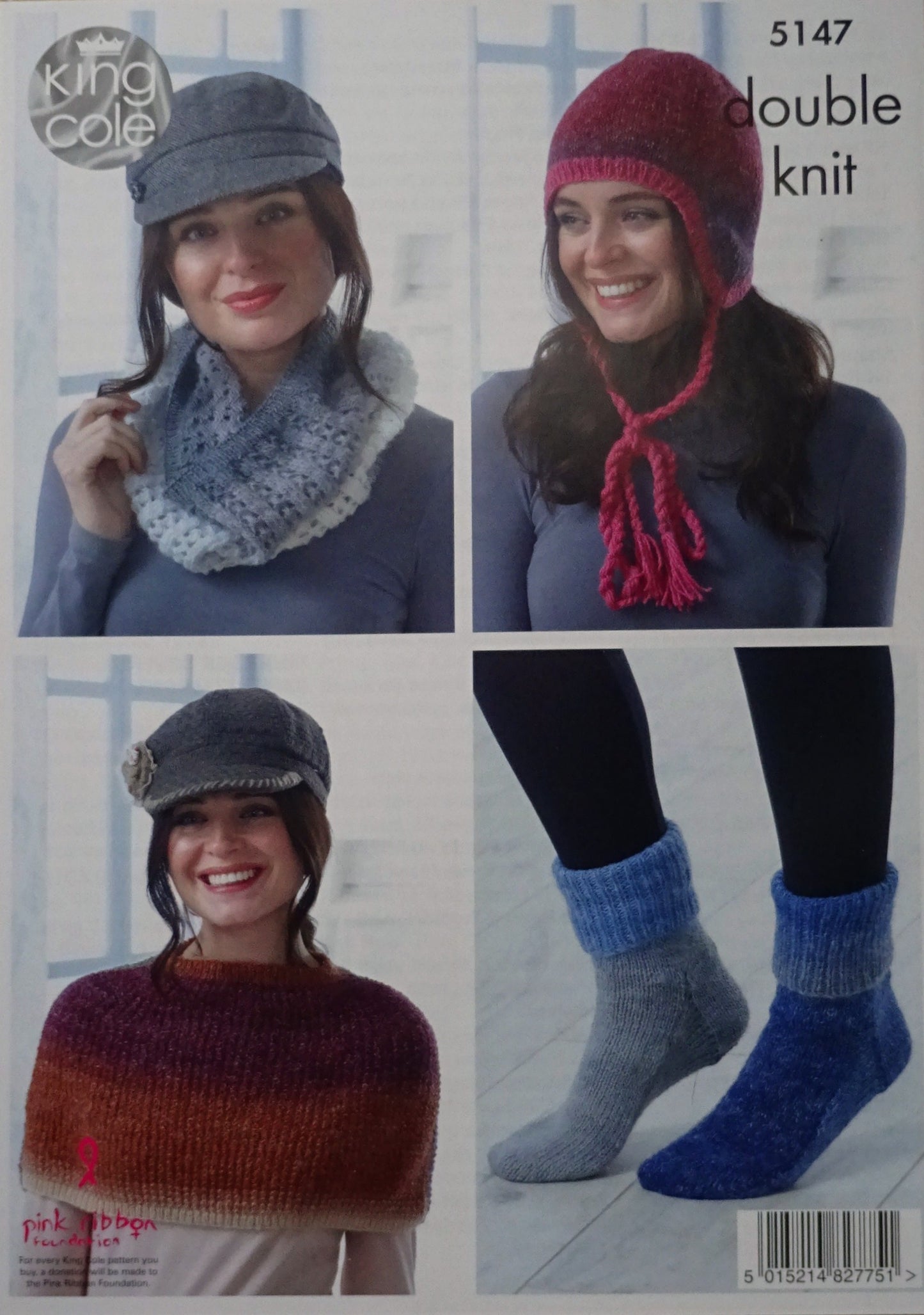 DIGITAL Knitting Pattern Ladies Hat, Cowl, Gloves, Shoulder Cover, Socks and Helmet DK King Cole 5147