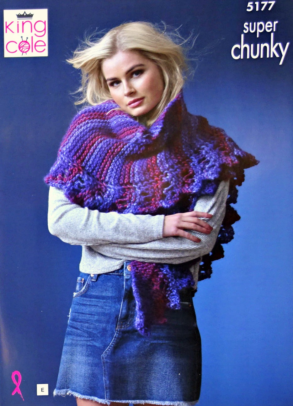 DIGITAL Knitting Pattern Ladies Snoods/Cowls and Shawls/Wraps Orbit Super Chunky 5177