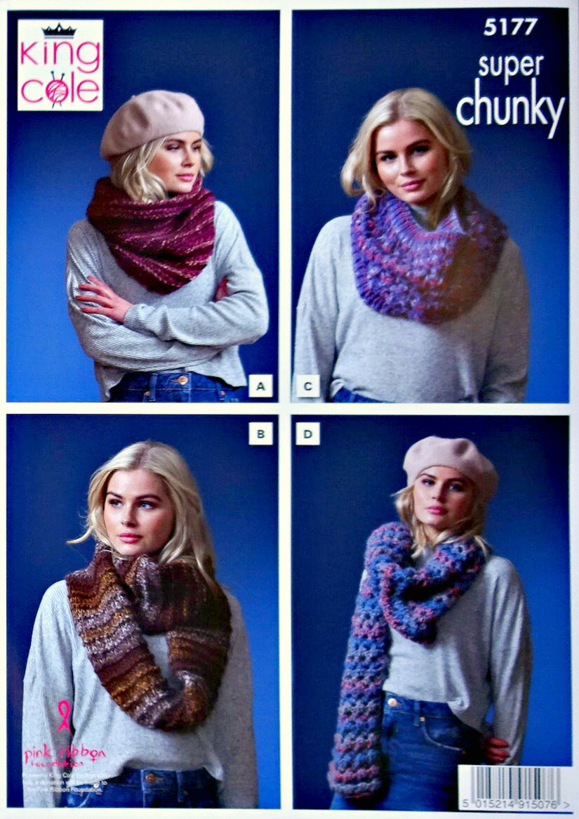 DIGITAL Knitting Pattern Ladies Snoods/Cowls and Shawls/Wraps Orbit Super Chunky 5177