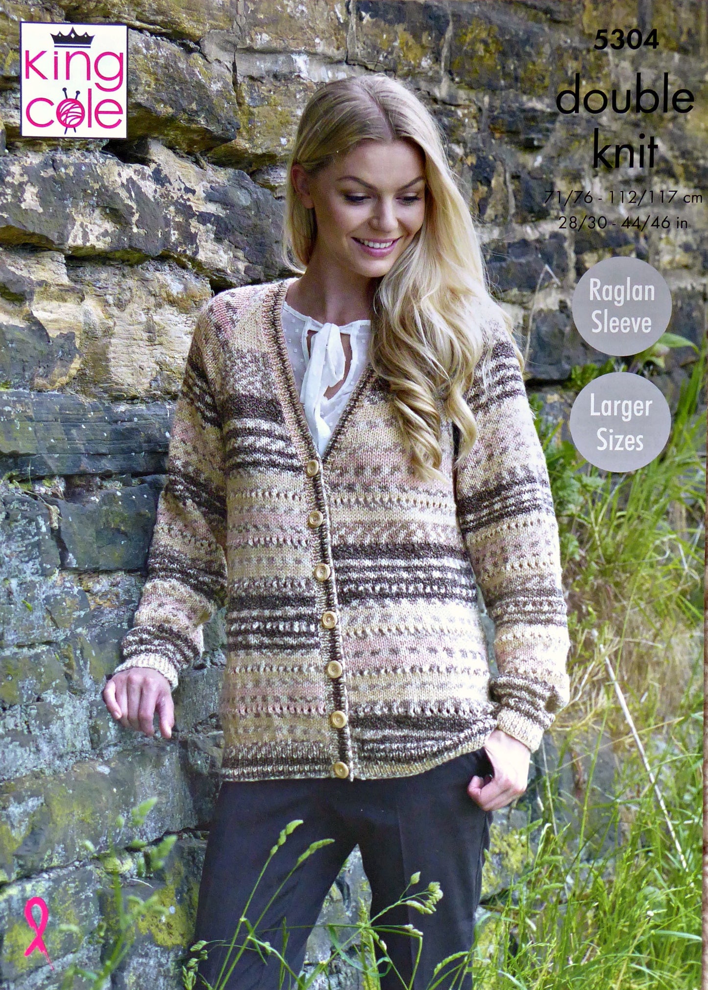 DIGITAL Knitting Pattern Ladies Easy Knit Round Neck Jumper & V-Neck Cardigan Drifter DK King Cole 5304