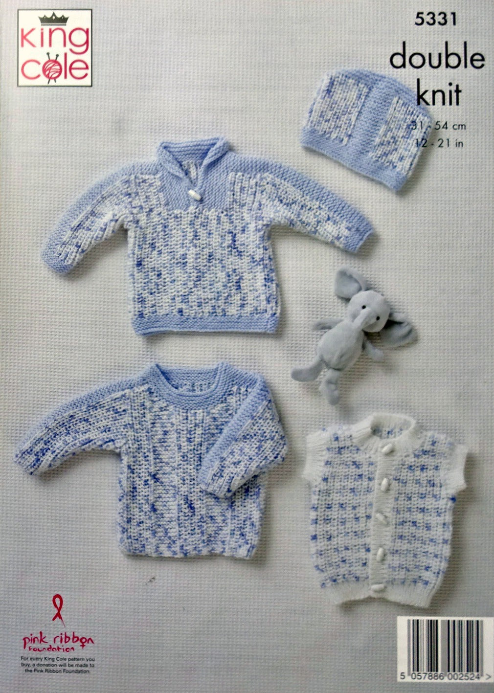 DIGITAL Knitting Pattern Baby Jumpers, Waistcoat and Hat Cherish DK King Cole 5331