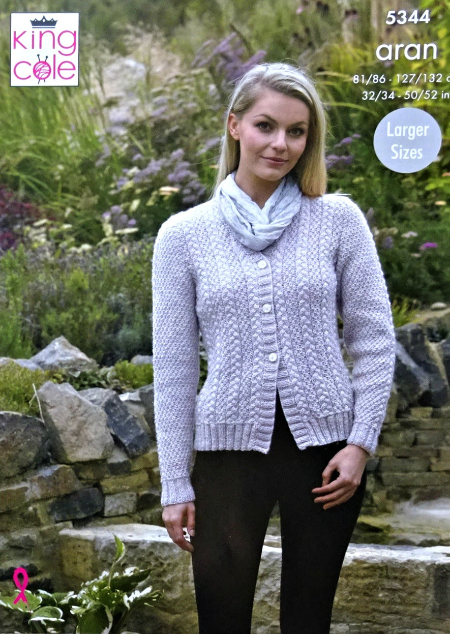 DIGITAL Knitting Pattern Ladies & Mens Cable Jumper and Cardigan Aran 5344 King Cole