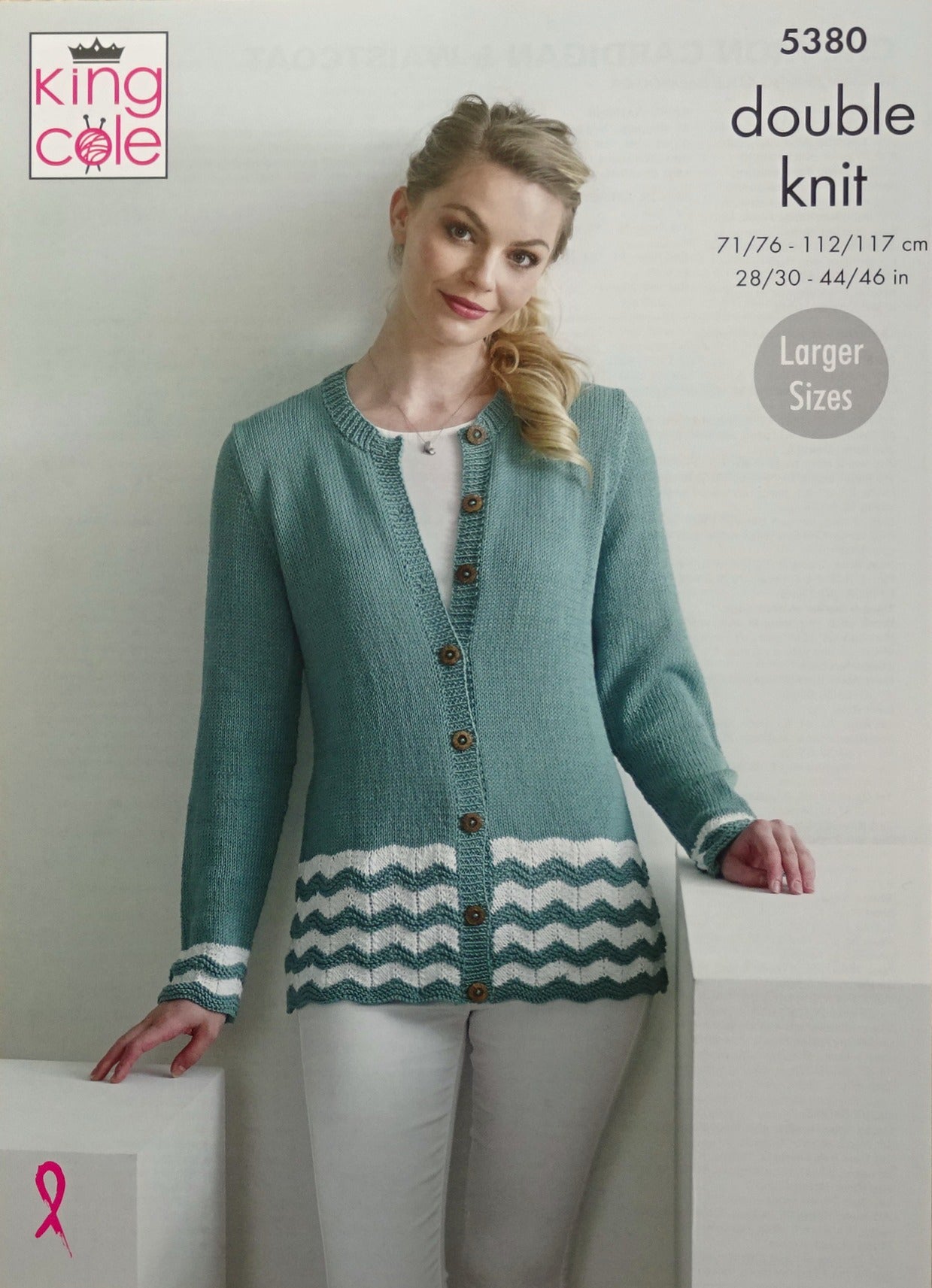 DIGITAL Knitting Pattern Ladies Wave Hem Cardigan & Waistcoat Bamboo DK King Cole 5380