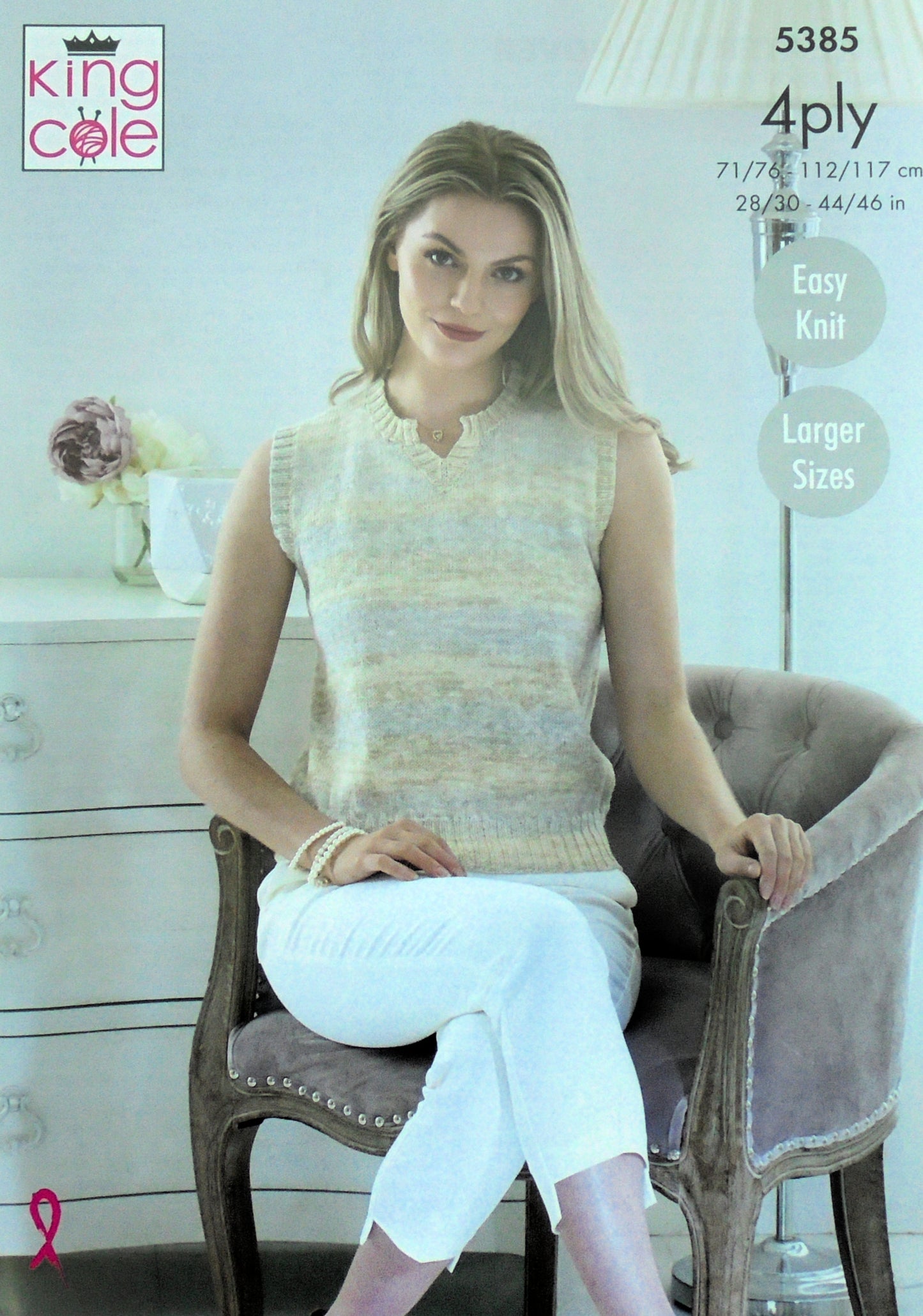 DIGITAL Knitting Pattern Ladies Easy Knit Button Neck Jumper and Sleeveless Top 4ply 5385 King Cole