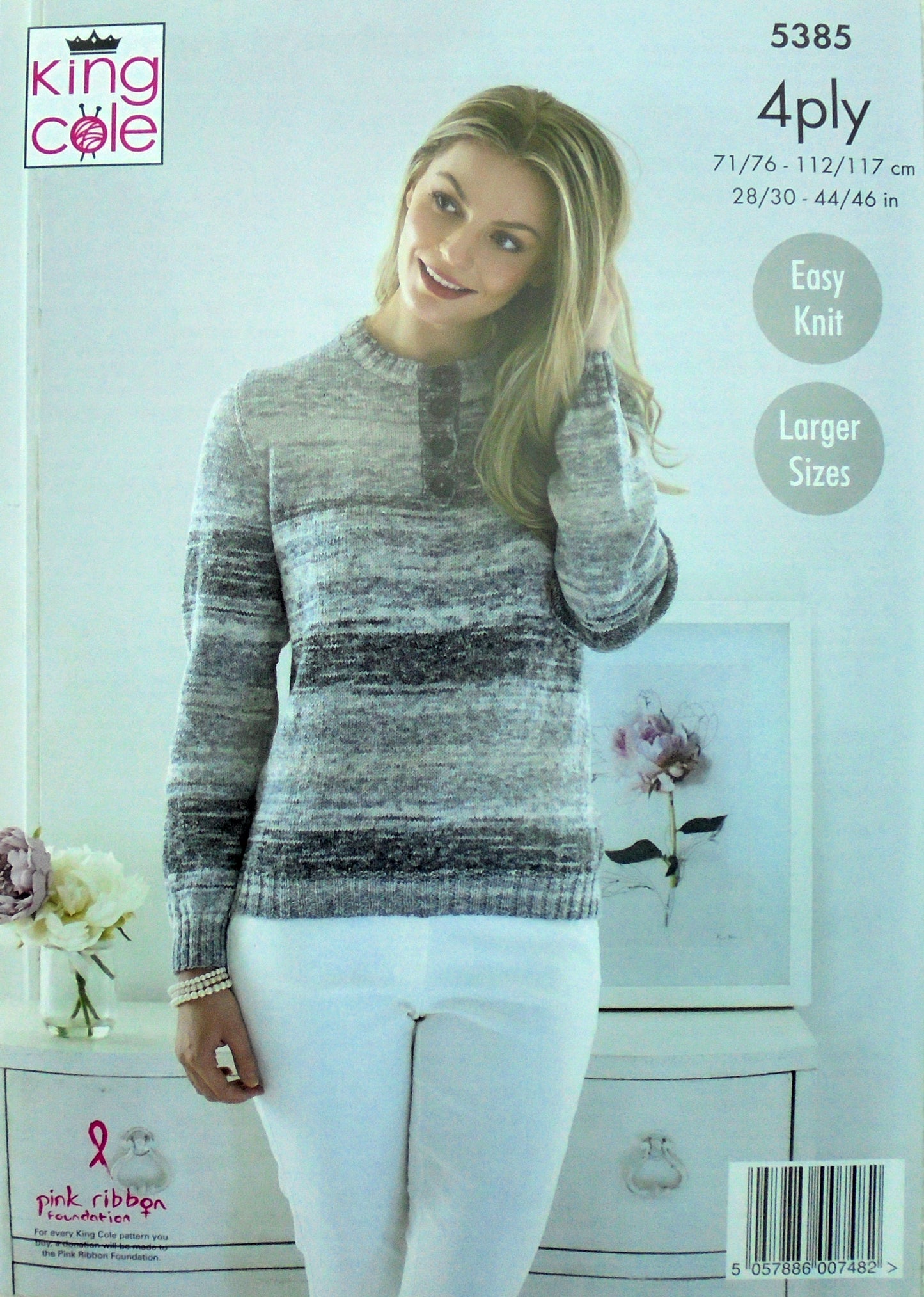 DIGITAL Knitting Pattern Ladies Easy Knit Button Neck Jumper and Sleeveless Top 4ply 5385 King Cole