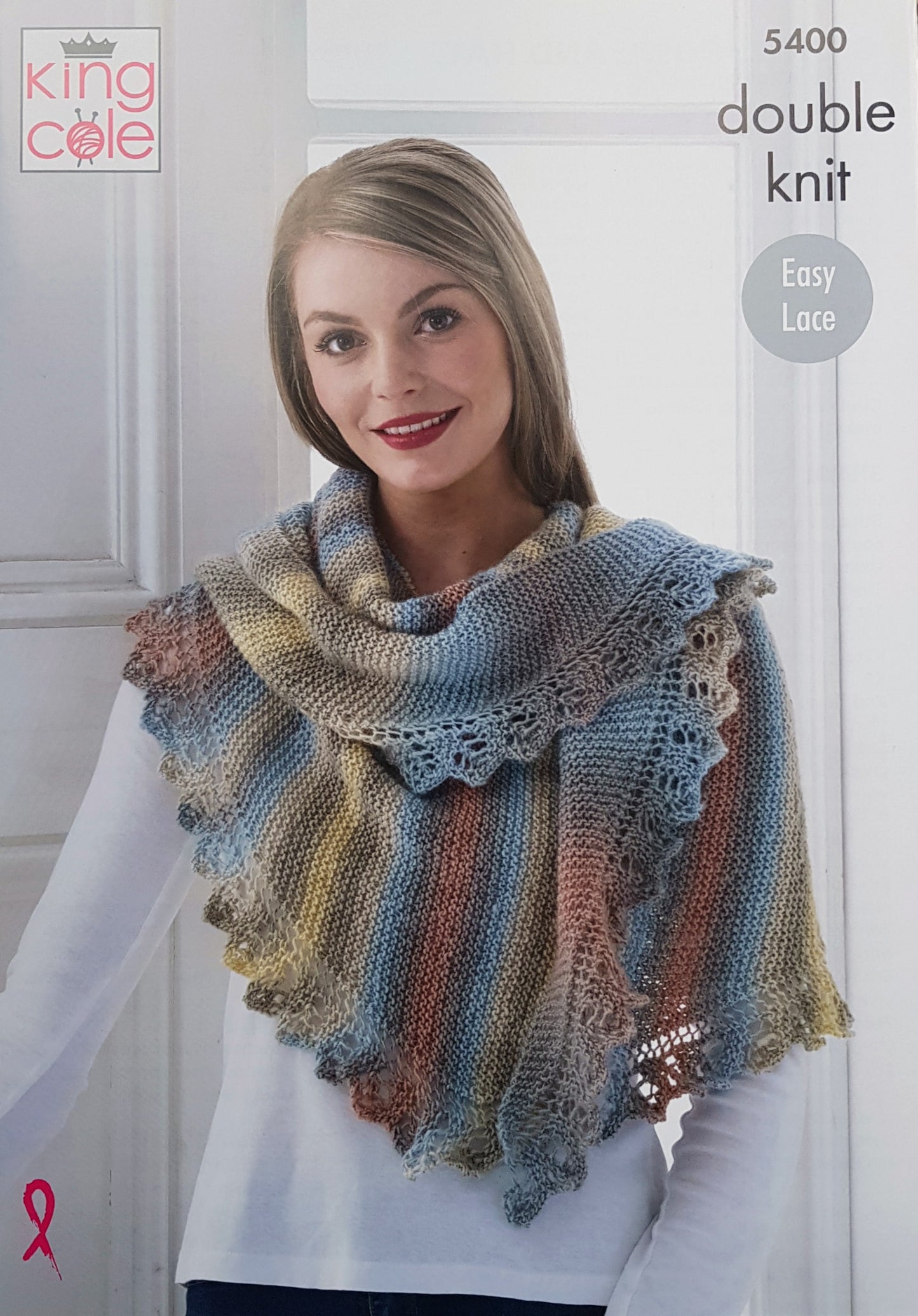 DIGITAL Knitting Pattern Ladies Easy Lace Shawl/Wrap, Hat & Cowl DK King Cole 5400